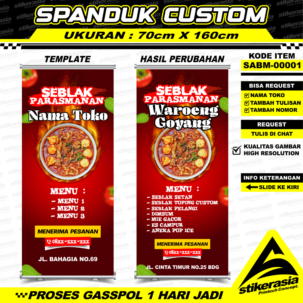 CETAK SPANDUK SEBLAK CETAK BANNER CUSTOM WARUNG MAKANAN SEBLAK PRASMANAN KULINER BANNER SEBLAK PARAS