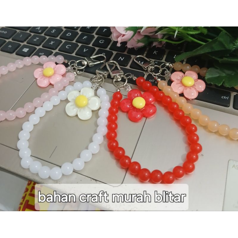 Gantungan Hp Bracelet Gelang /Gantungan Kunci Tas/Bag charm Bunga  Transparan