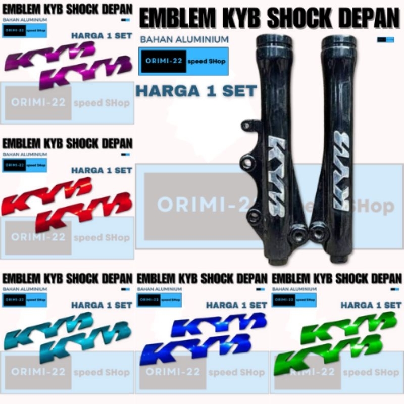 EMBLEM KYB EMBLEM TULISAN LOGO KYB SHOCK DEPAN TEBAL 3MM TIMBUL 1 SET KANAN KIRI