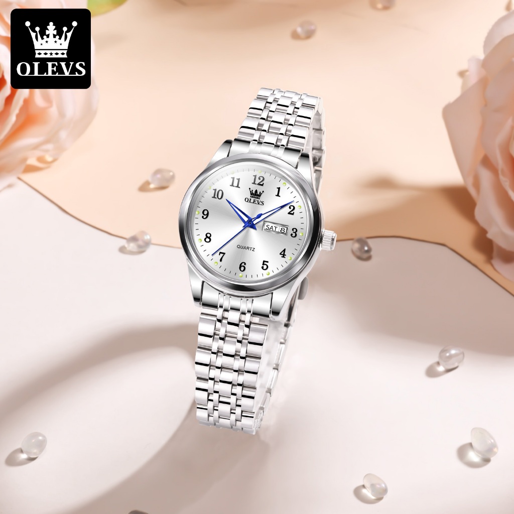 OLEVS Jam Tangan Wanita Kekinian Casual Fashion Kecil Rantai Stainless Steel Jam Tangan Cewek Elegan