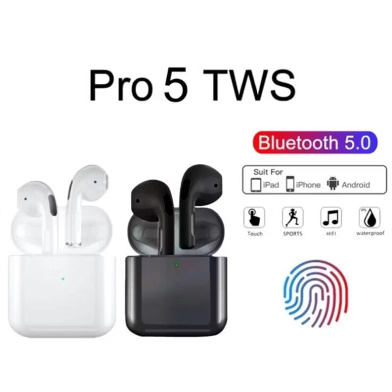 BT HEADSET Pro 5 TWS Earphone Nirkabel Headset Bluetooth