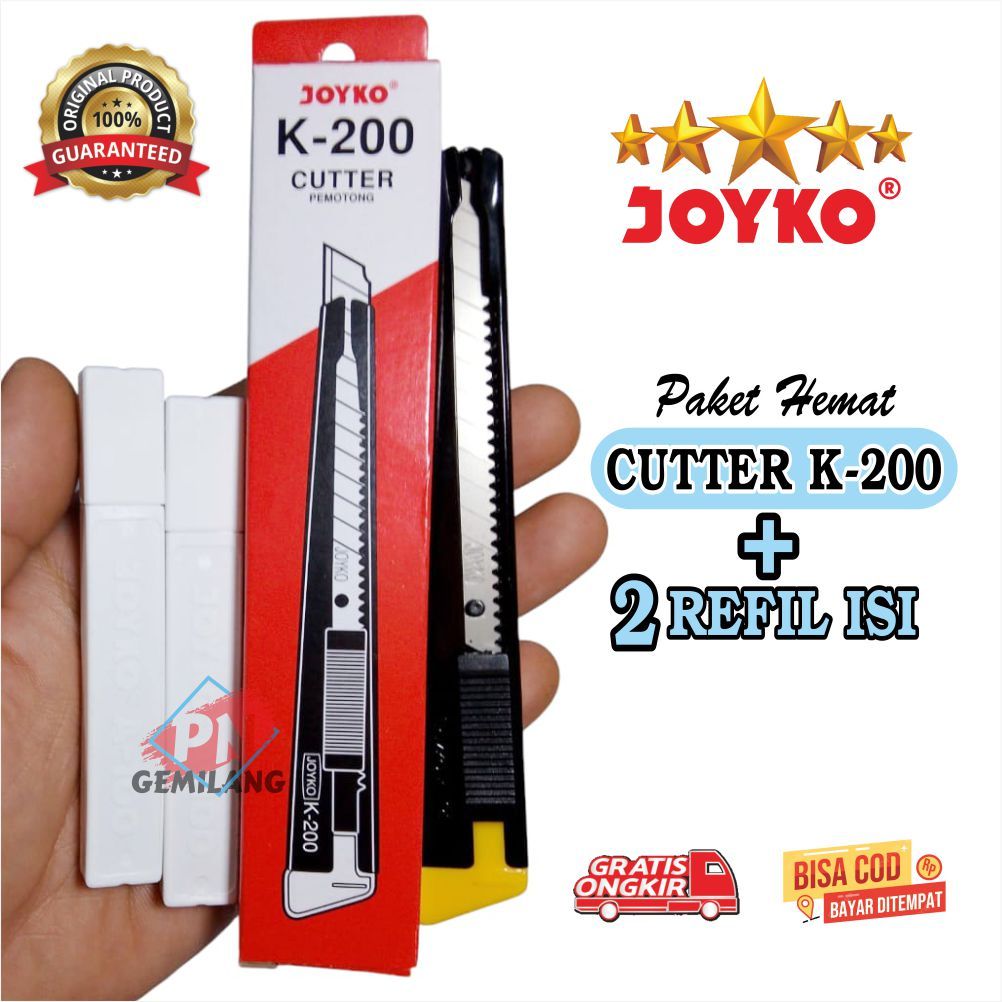 

CUTTER JOYKO PAKET CUTTER + 2 pak REFIL ISI JOYKO CUTTER JOYKO K-200 CUTTER KECIL