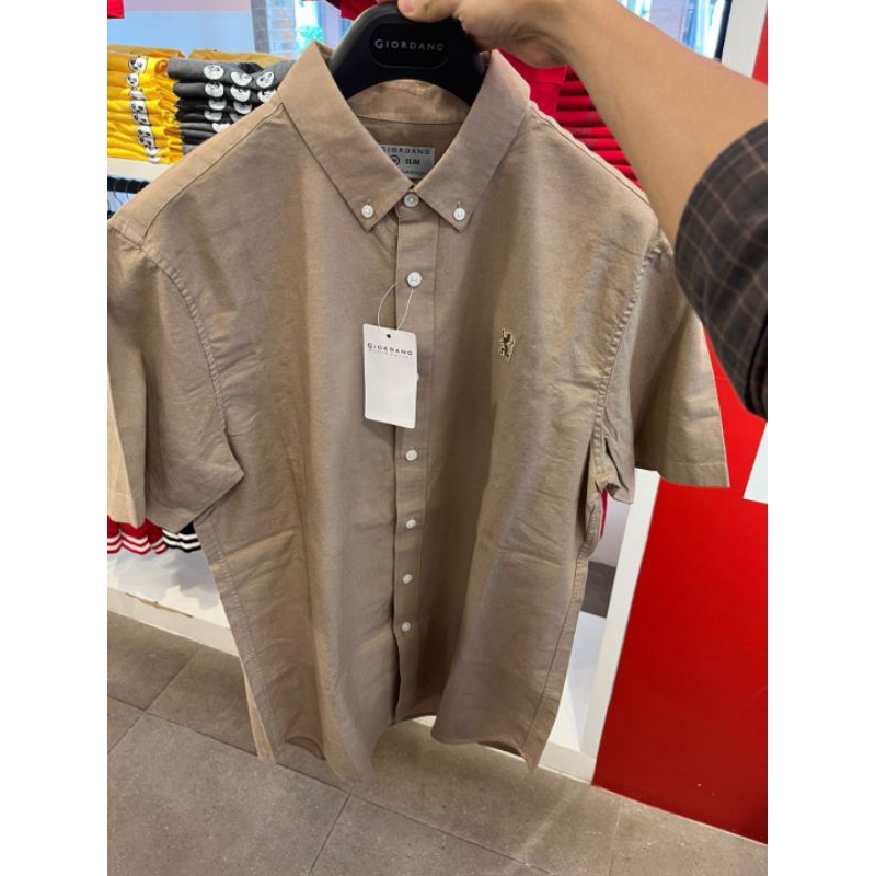 kemeja lengan pendek pria kemeja mini lion giordano original
