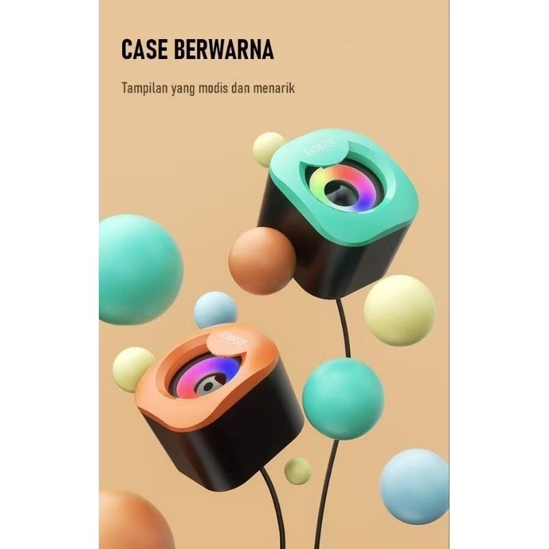 Speaker Multimedia USB ROBOT RS180 RGB untuk PC/Leptop 4w - Komputer Bass Laptop