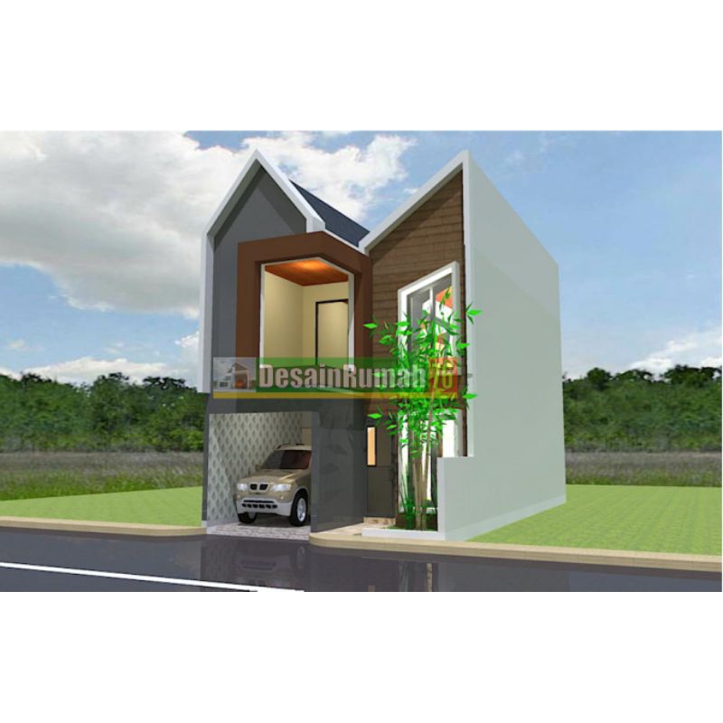 Paket desain Rumah tropis minimalis 2 Lantai, ukuran 6x14 m2, 3 kamar tidur. jasa desain rumah 3D, g