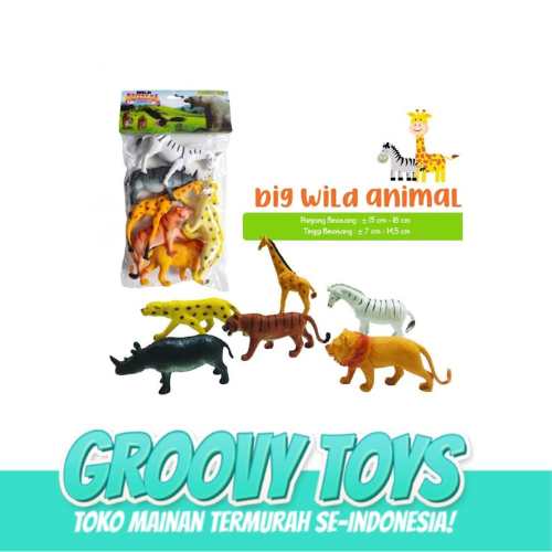 Mainan Anak Wild Animal Hewan  Karet Isi 6 Pcs