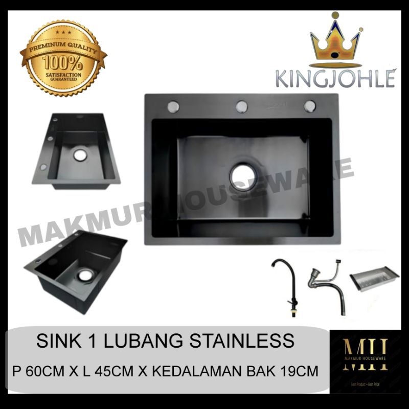 WASTAFEL CUCI PIRING 1 LUBANG HITAM / SINK BAK CUCI PIRING BCP 1 LUBANG HITAM STAINLESS