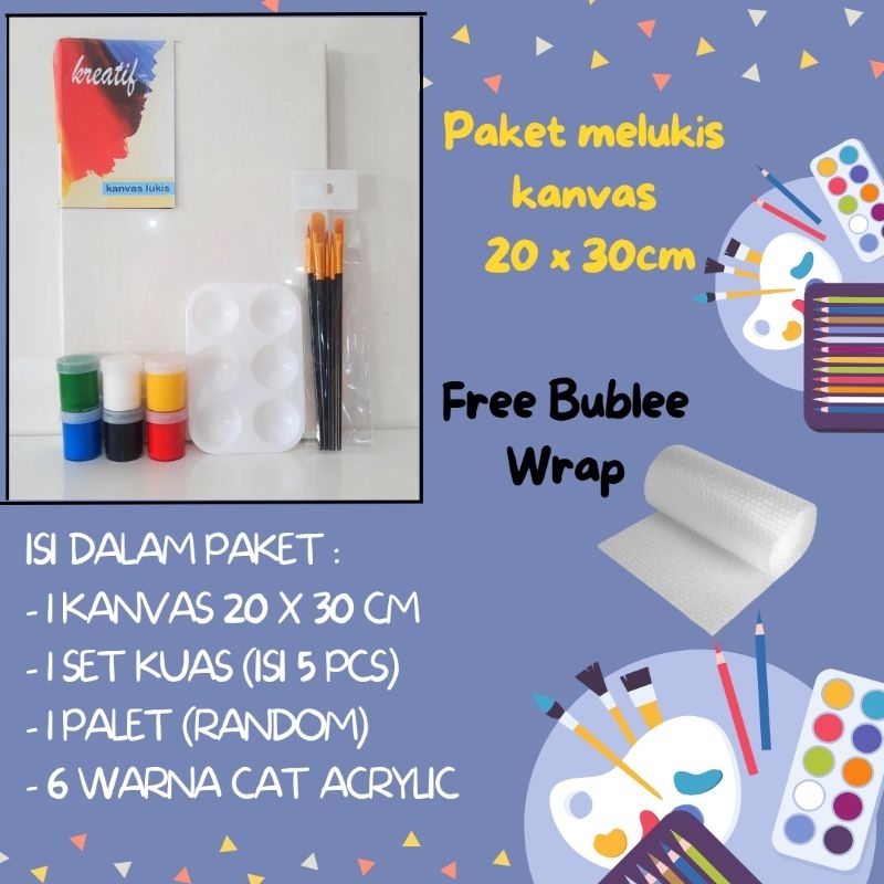 

Paket Lengkap Melukis Set Kanvas Cat Acrylic Kuas Palet Ukuran Sedang