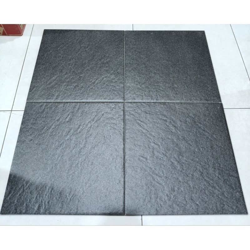 keramik asia tile oscar black 40x40 kasar grade A