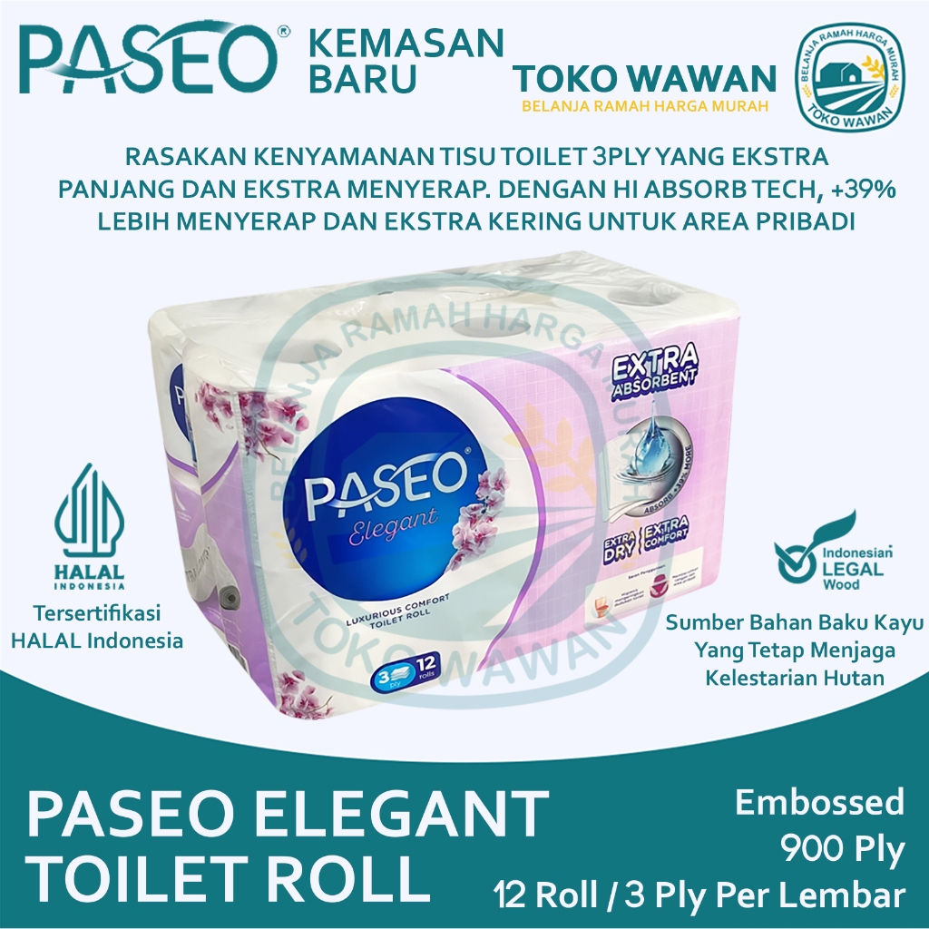 Tissue Paseo Elegant Toilet Roll / Tissue WC 12 Roll
