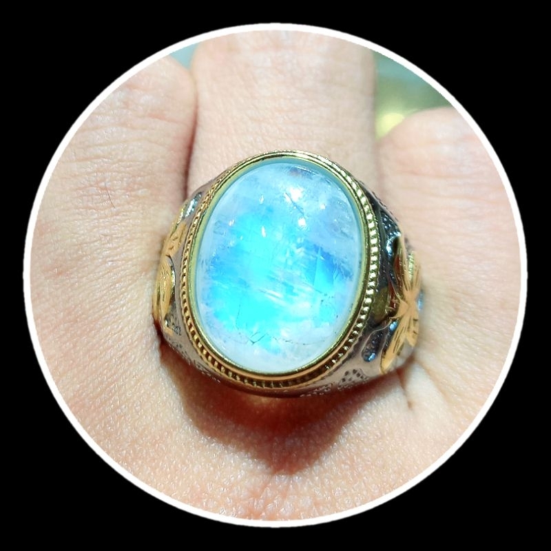 CINCIN BATU WIDURI BULAN AIR LAUT KLEP BIRU KRISTAL KUALITAS SUPER sudah SIAP PAKAI