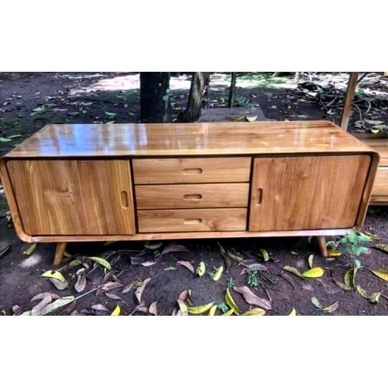 bufet meja tv retro, meja tv minimalis kayu jati, meja retro minimalis