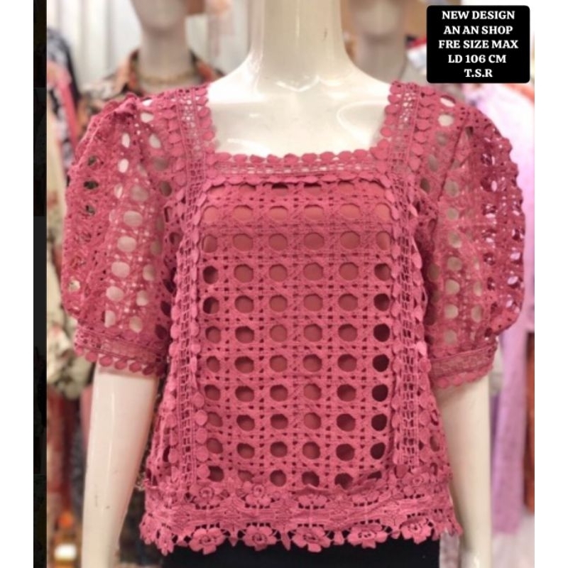 Blus Brokat An An Bangkok Crop Top Jaring