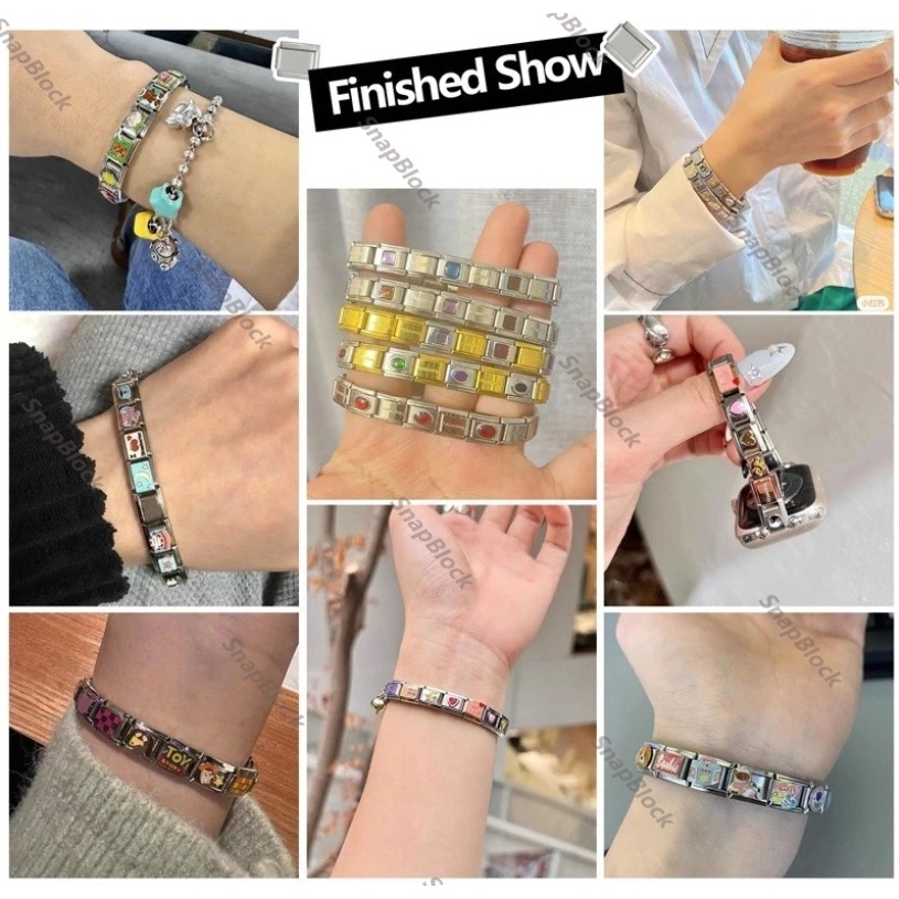 ITALIAN CHARM/ ITALIAN BRACELET / GELANG RANTAI JAM TANGAN SILVER ITALIAN VINTAGE CHARM BRACELET / C