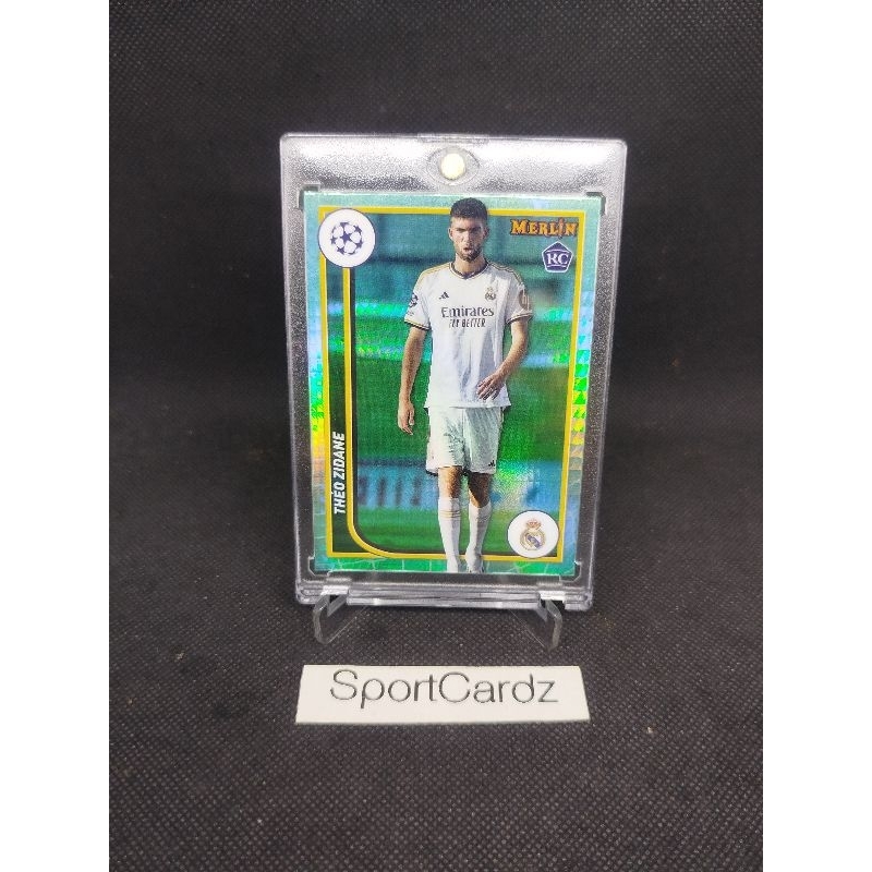 Kartu Bola 2024 Topps Merlin UCL Aqua Prizm Refractor Theo Zidane RC  Real Madrid C.F #137 (dpt top 