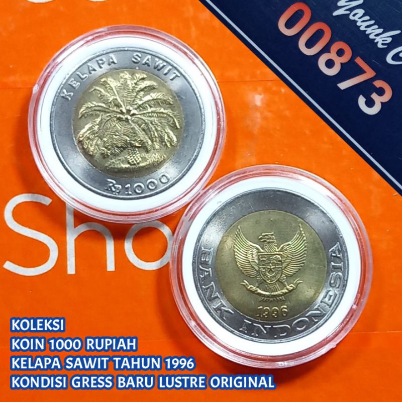 Uang Kuno Koin 1000 Rupiah Kelapa Sawit Tahun 1996 Gress Baru Lustre Original Dari Roll
