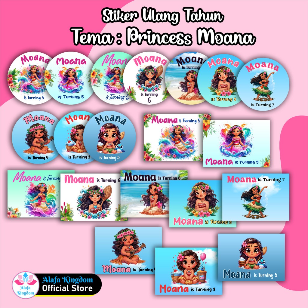 

Alafakingdom Stiker Ulang Tahun Custom Tema Princess Moana