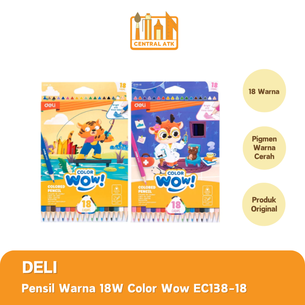 

COLOUR PENCIL / PENSIL WARNA DELI COLOR WOW 18 WARNA EC138-18
