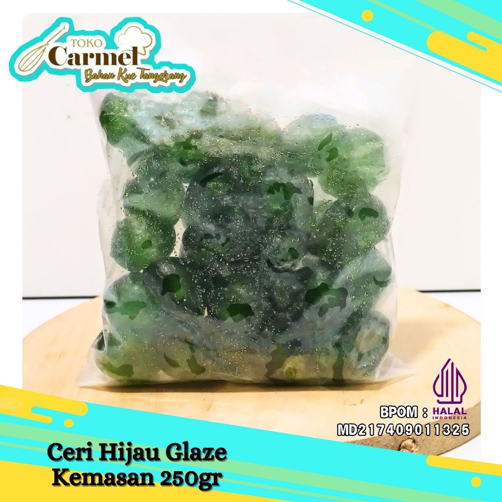 Ceri Hijau Glace 250gr - Buah Ceri bulat tanpa tangkai