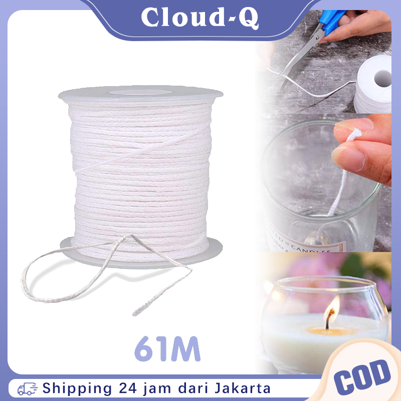 Sumbu Lilin Katun 1 Gulungan 61 Meter Candle Wick Thread Tali Sumbu Lilin Tahan Lama