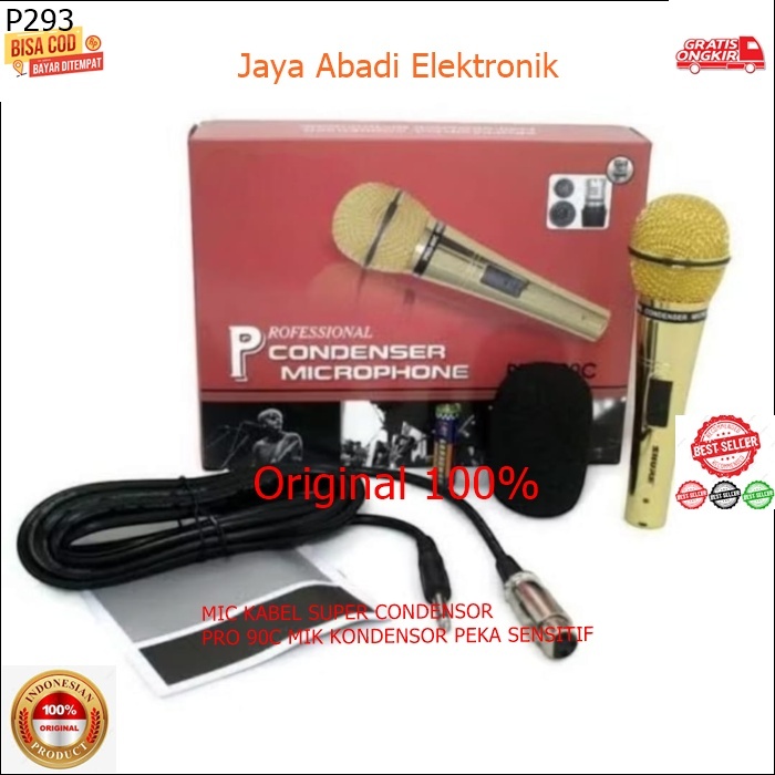 P293 MIC KABEL SUPER CONDENSOR PRO 90C MIK KONDENSOR PEKA SENSITIF MIKROPHONE AUDIO GOLDEN CABLE CAB