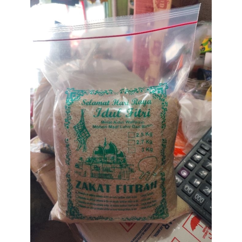 plastik beras zakat fitrah