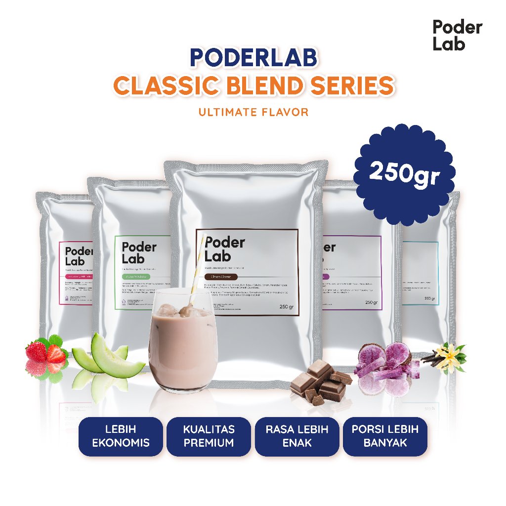 

PODERLAB - Milkshake Powder / Bubuk Minuman Milkshake Rasa Choco Classic Vanilla Strawberry Melon Taro 250 gram