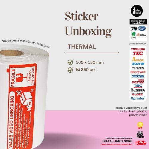 

Label Thermal 100x150 mm Stiker Video Unboxing Resi Pengiriman A6 Isi 250 PCS