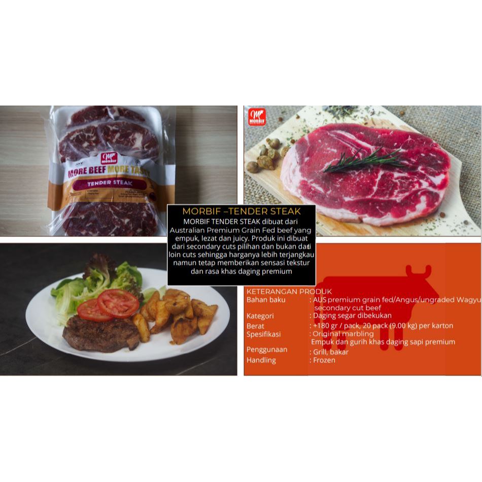 

AUS Tender Steak ( 3 x 180 ) / Daging Sapi Premium 540g HALAL