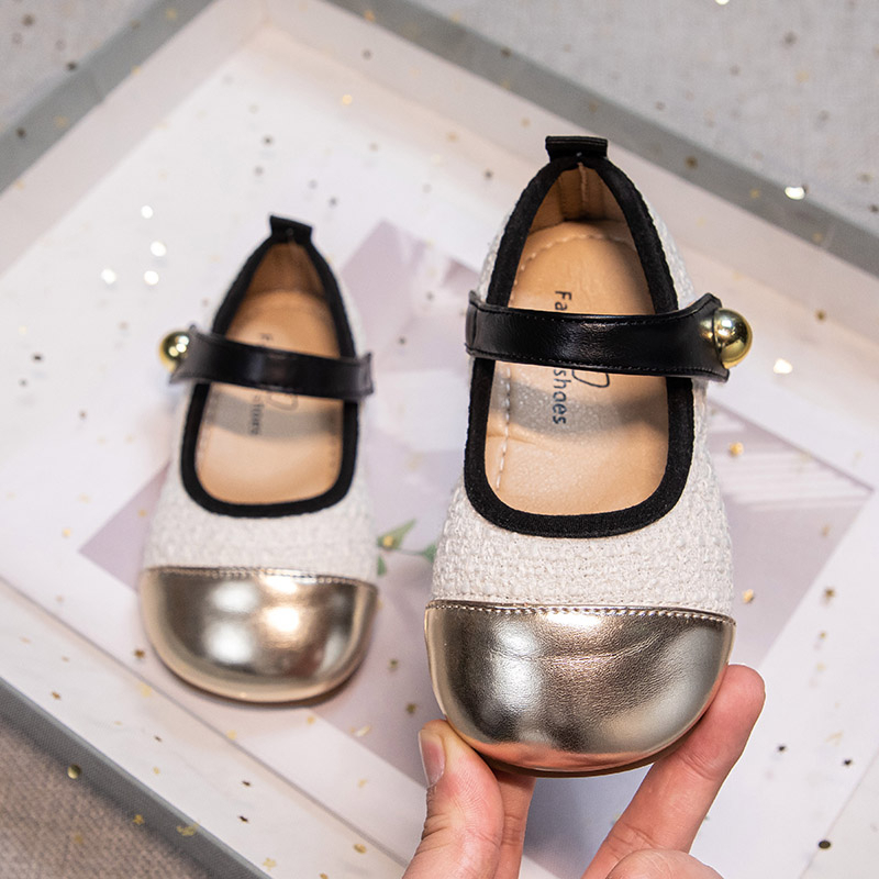 LOEI Mathilda Sepatu Bayi Perempuan Elegan Tali Kancing Gold - Sepatu Anak Cewek Anti Slip Formal  K