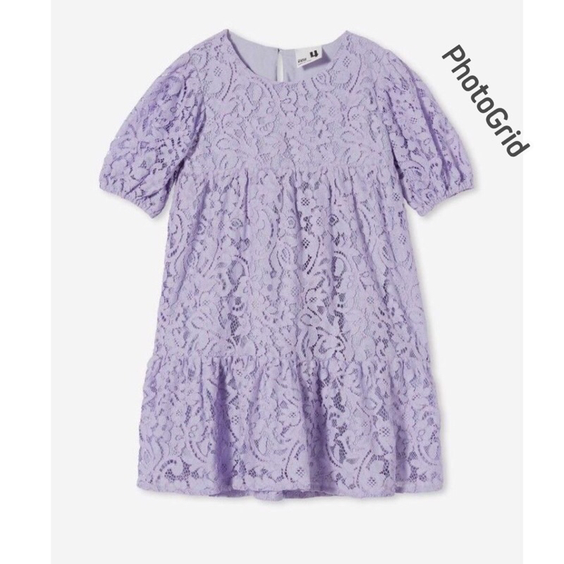 dress brokat tangan Balon cotton on kids lilac
