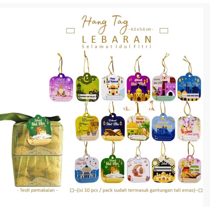 

Hang Tag Lebaran Idul Fitri Isi 10 pcs / Label hampers Ramadhan Hiasan Kado Hampers box parcel
