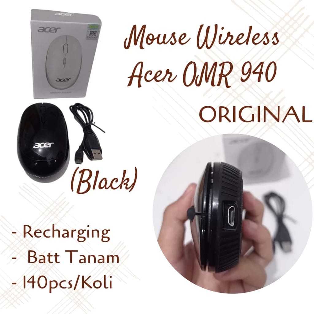 Mouse Wireless Rechargeable Acer OMR940 Bisa Di Cas Charger dicas