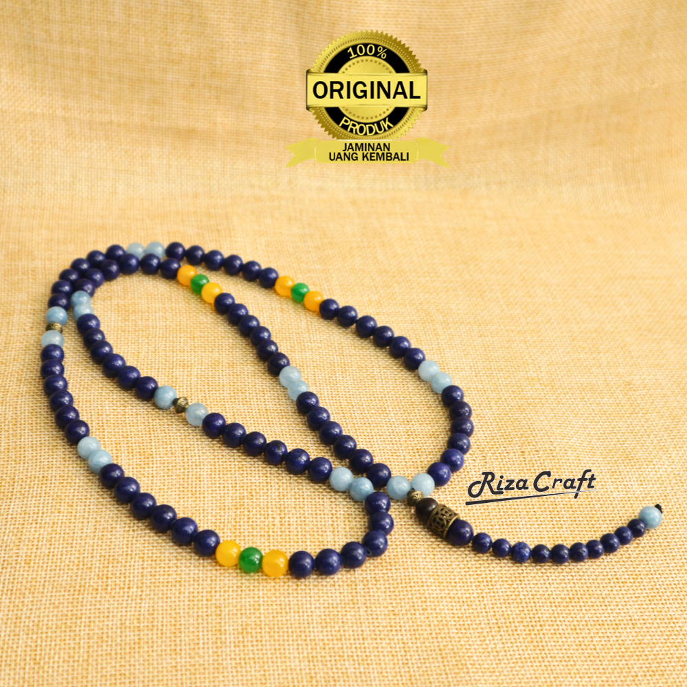 AL-AQSA 99- Tasbih Batu Alam Akik Blue Lazulli Giok ASLI 99 Butir Cantik Keren Aesthetic Mewah Origi