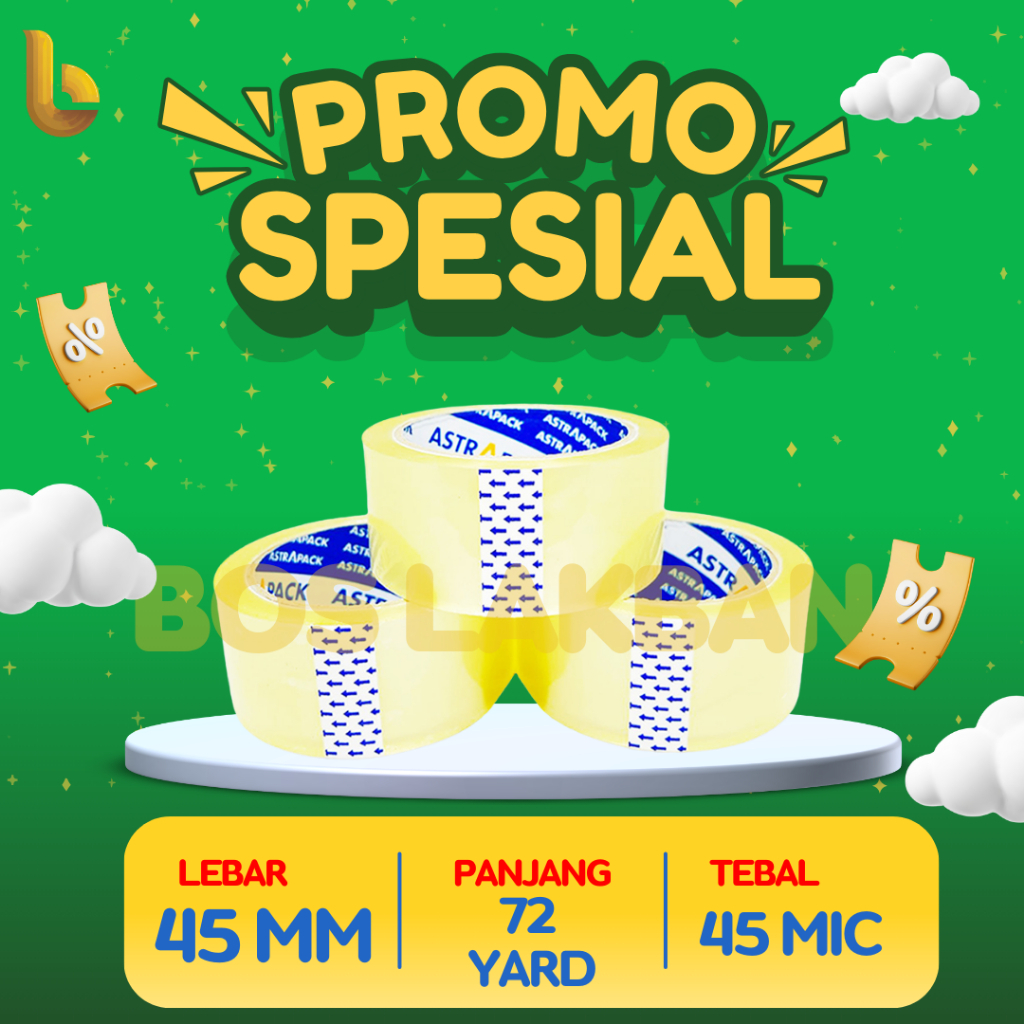 

Lakban BOPP 45 mm x 72 yard x 45 Mic | Isolasi OPP Bening Coklat Kualitas Terbaik bosLakban