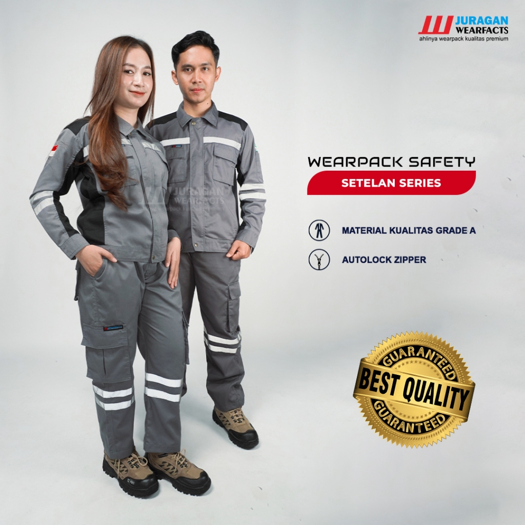 Juragan Wearfacts - Wearpack Safety Setelan Warna Abu Hitam Bawahan Celana Warna Abu
