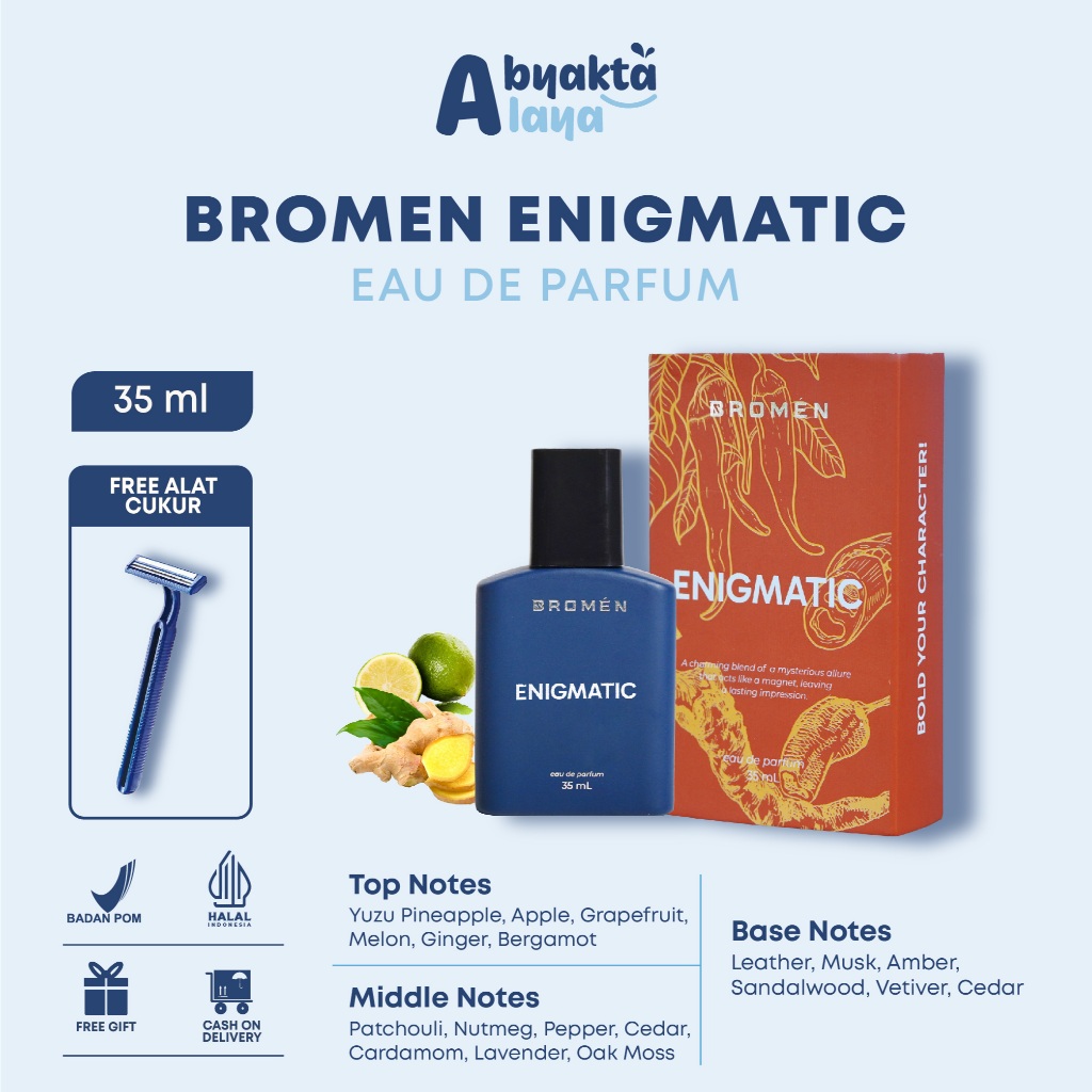 BROMEN Eau De Parfum Enigmatic Parfum Pria Spicy Strong 35ml Parfum Herbs Sandalwood Bergamot