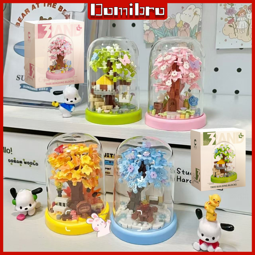 Pohon Ceri Brick Bunga Tree House DIY House Nano Block Bunga Susun Mainan Anak Perempuan