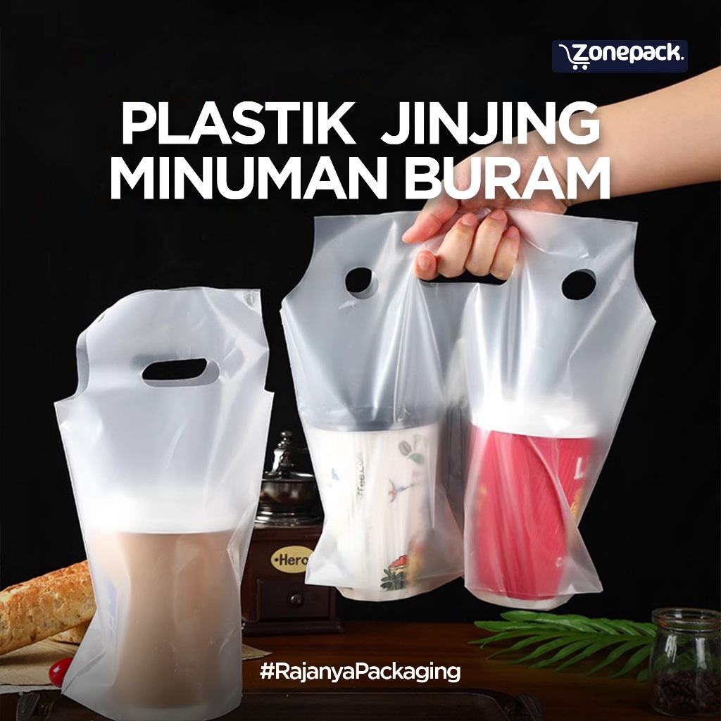 Plastik Kantong Opp PE Gelas Cup 1 Dan 2 | Kantong Plastik Tenteng Polos Buram Minuman Kopi Es Boba 