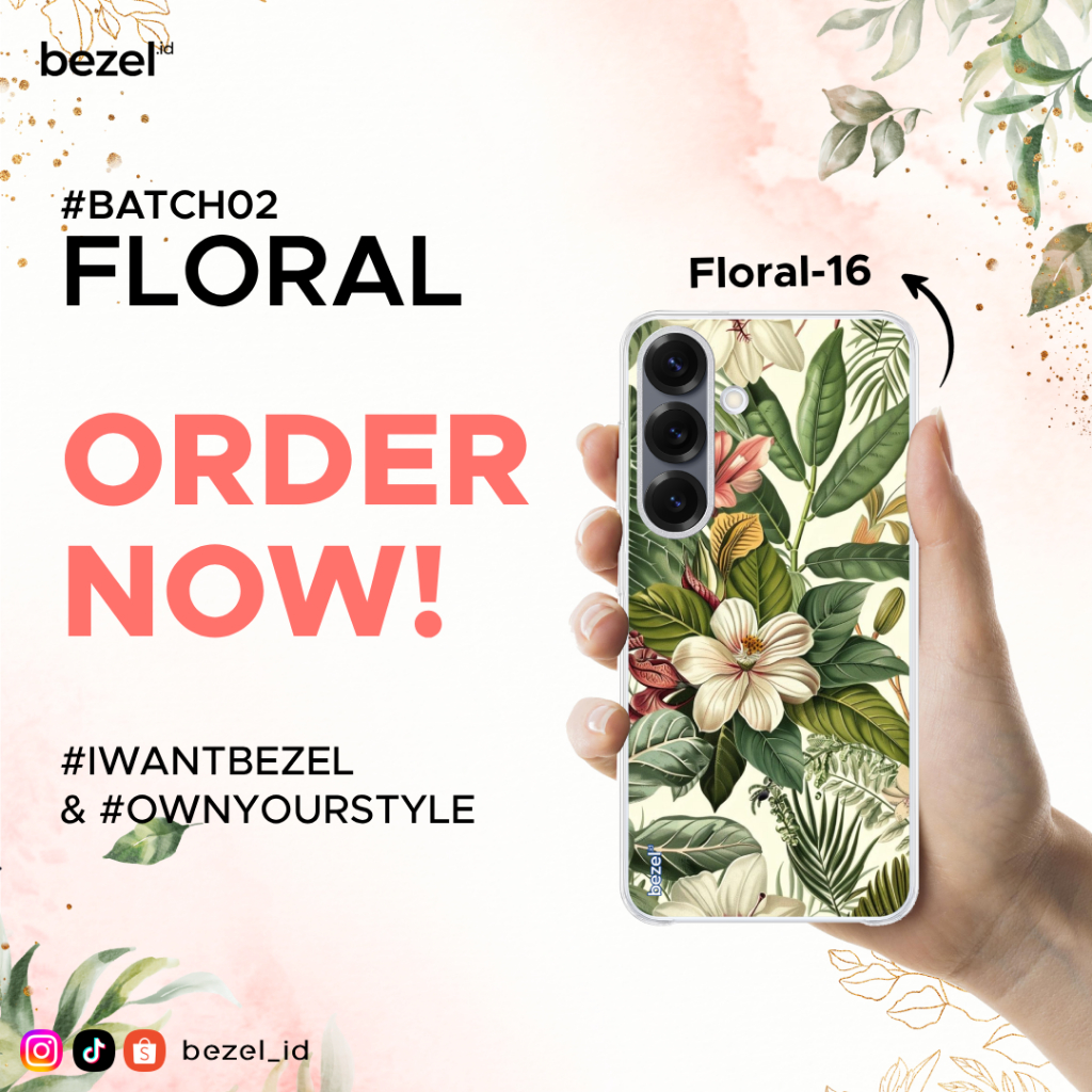 Bezel Premium Case Floral #16 Semua Type HP Kekinian For Samsung