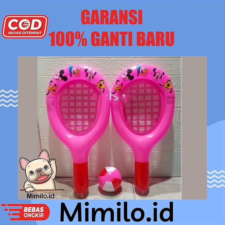 MIMILO MA46 Mainan Anak Balon 2 Raket  1 Bola Bahan PVC Tebal Uk 62x32cm