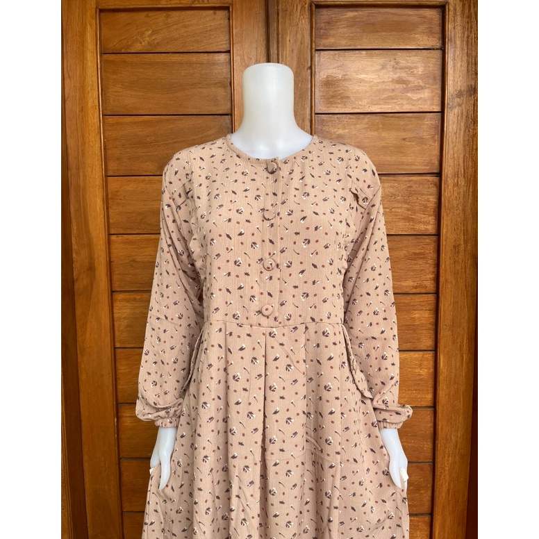 KODE S88D RAFAELA DRESS MOTIF BUNGA KECIL YORYU CRINKLE
