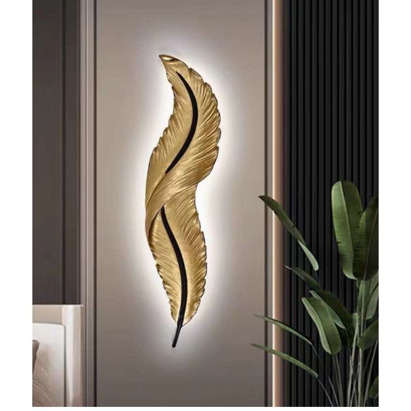 hiasan dingding Motif bulu angsa+Lampu LED