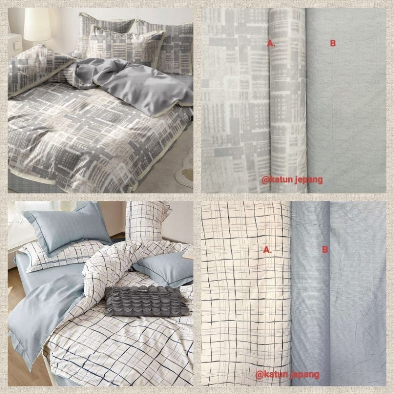 SPREI KATUN JEPANG MOTIF MINIMALIS SIMPLE GARIS GEOMETRI PATTERN