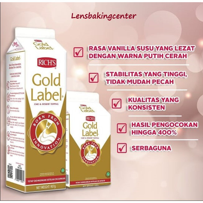 

GFD Rich's Rich Richs Gold Label Topping Whipping Cream gr/ gram / gr / gram 907 gr / 907gram 907gr