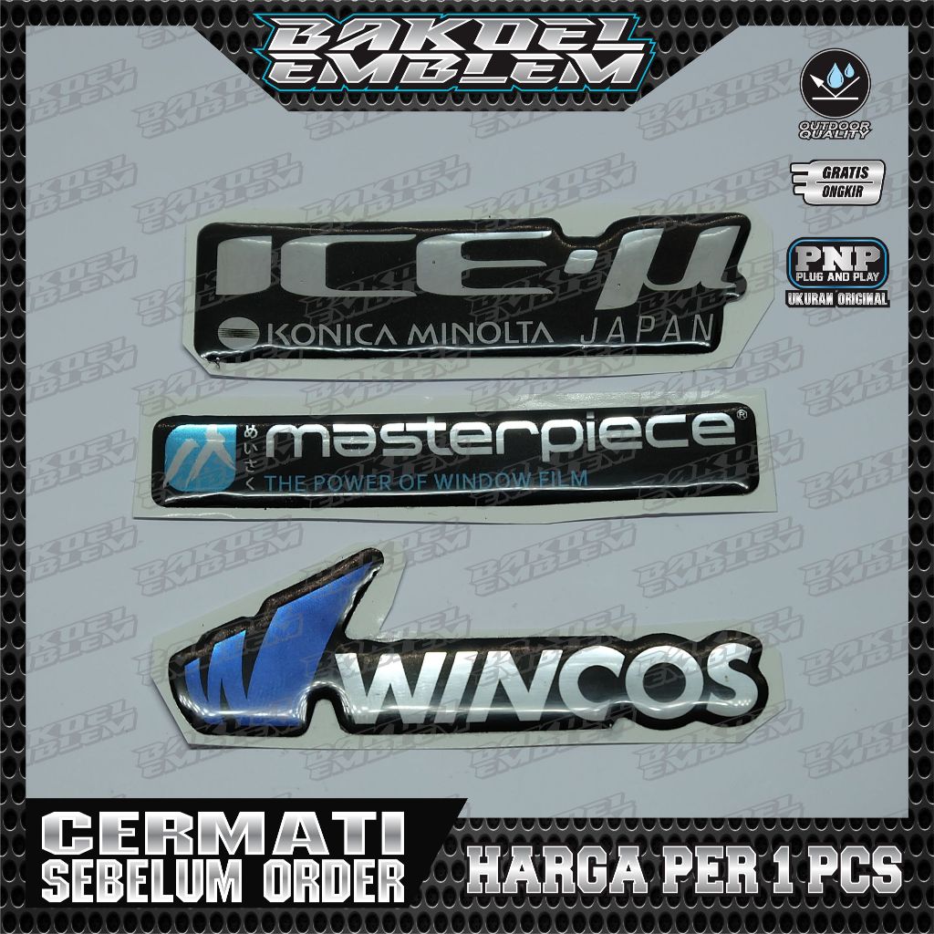 EMBLEM TIMBUL KACA FILM, WINCOS, MASTERPIECE, ICEU, EMBLEM KACA FILM