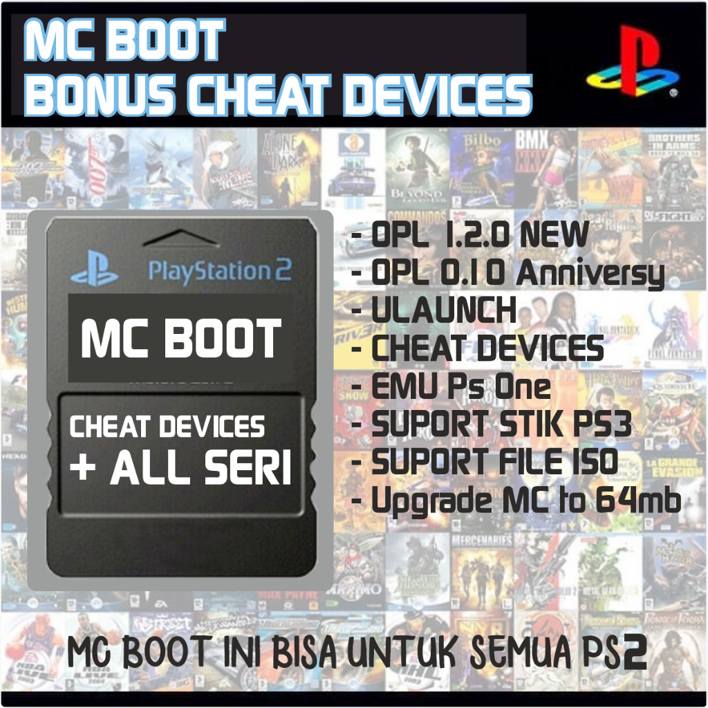 Memory FMCB MC BOOT + CHEAT DEVICES, 1 MC BISA UNTUK SEMUA PS2