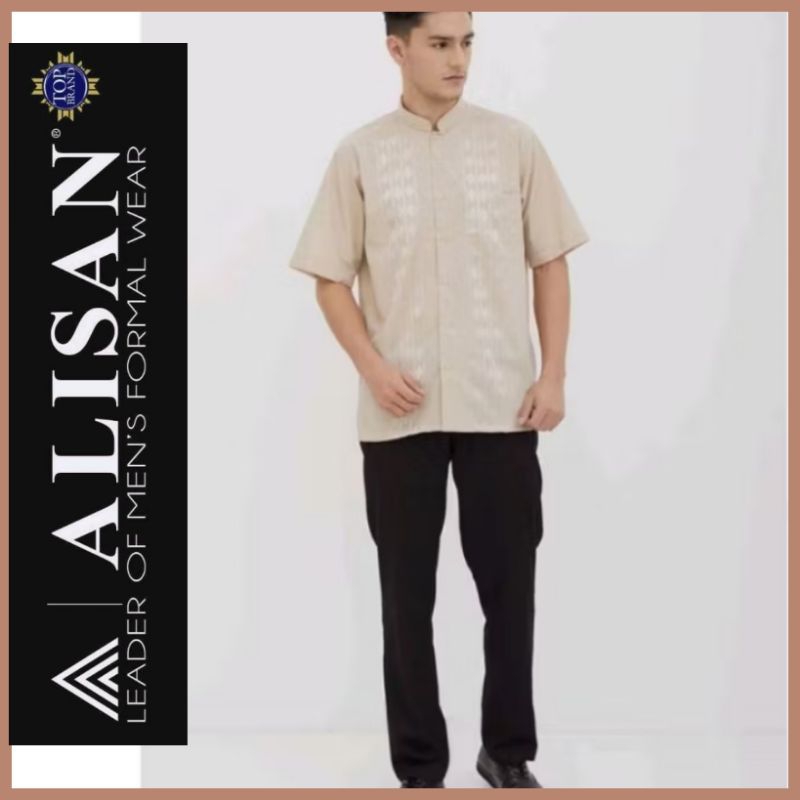 Baju Koko Alisan Bordir Lengan Pendek  (100% ORI)