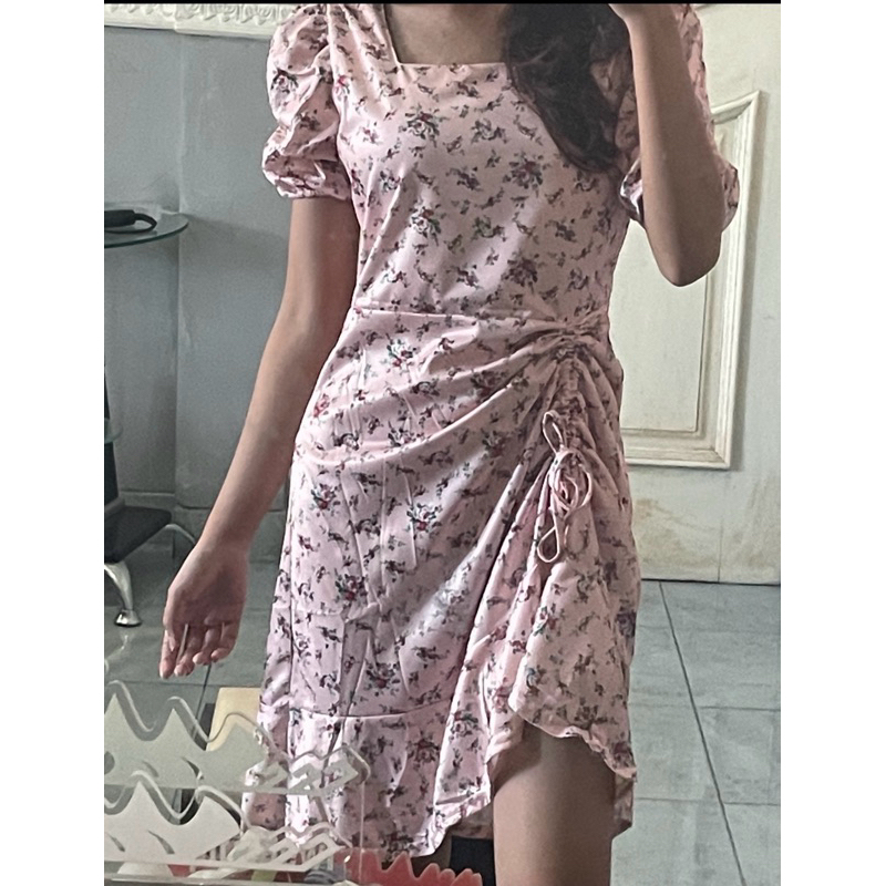 preloved dress pink bunga bunga