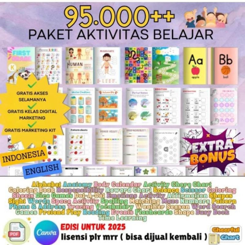 PRINTABLE WORKSHEET MEGA BUNDLING 95.000+ Halaman Printable Worksheet Edukatif Anak Usia 2-8 Tahun